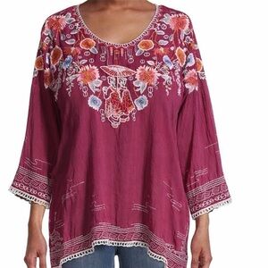 Johnny Was Hamayu Embroidered Blouse NWT